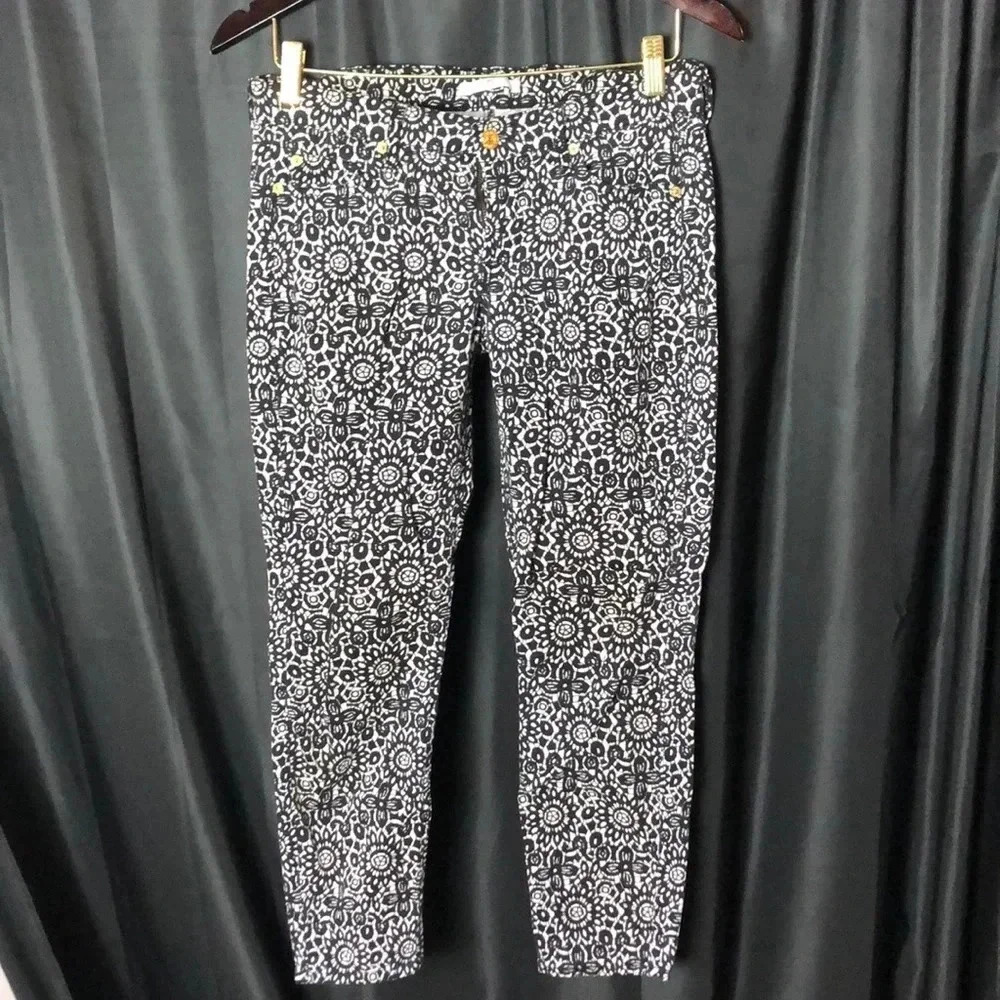 7‎ for All Mankind Floral Black& White Jeans
